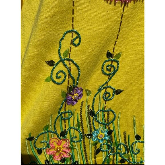 Jack B Quick Vintage Yellow, Pink, Green, V Neckline Sweater Size XL - Picture 5 of 8